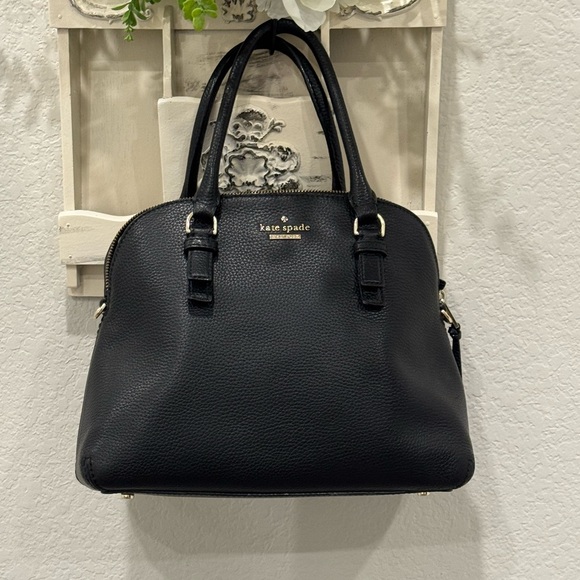 Kate Spade Jackson Street Lottie Satchel Black Pebbled Leather Crossbody Handbag - Picture 1 of 13